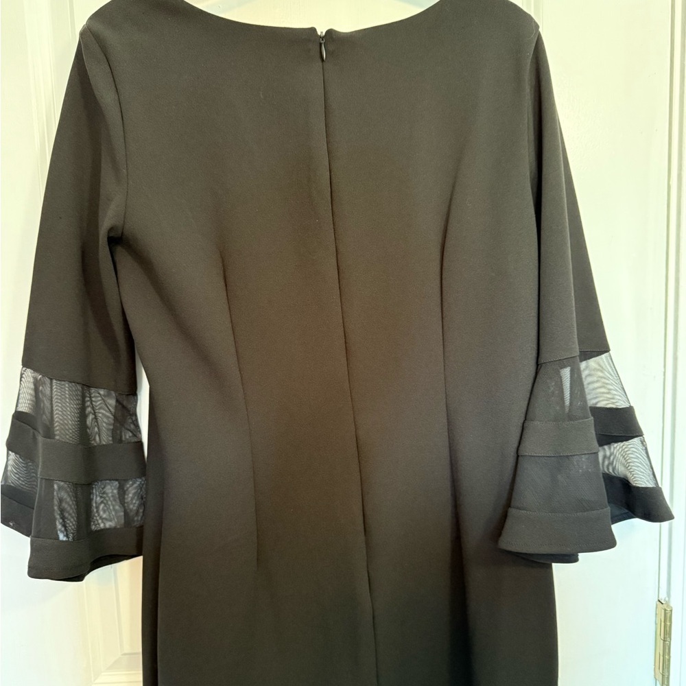 Sandra Darren Black Long Sleeve Dress with Mesh Bell Sleeves - Picture 4 of 4
